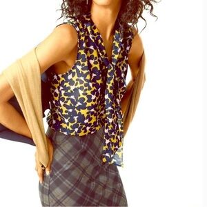 CAbi Tank Top Women Floral Flynn Tie Sleeveless Blouse 3790 V Neck Sheer large L